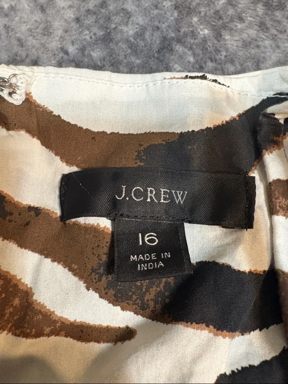 (A2) J.Crew NWOT Keyhole Mini Dress‎ Zebra Stripe Animal Print Brown Ivory 14 16